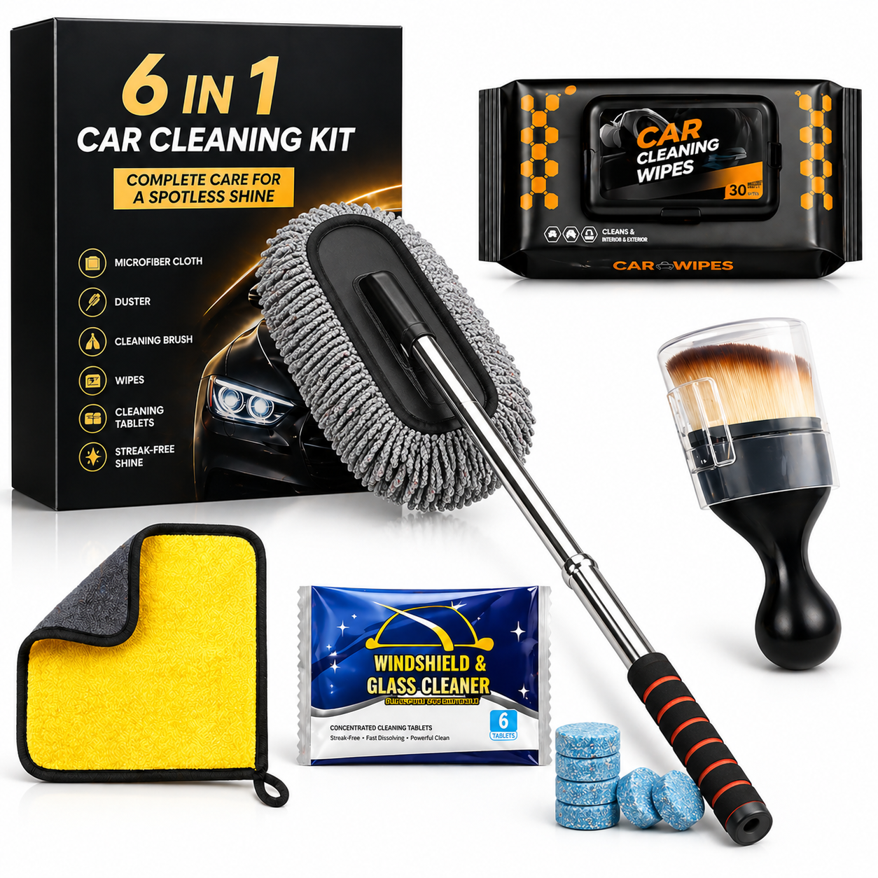 Premium 6-in-1 Microfiber Car Cleaning Kit – 50% OFF
